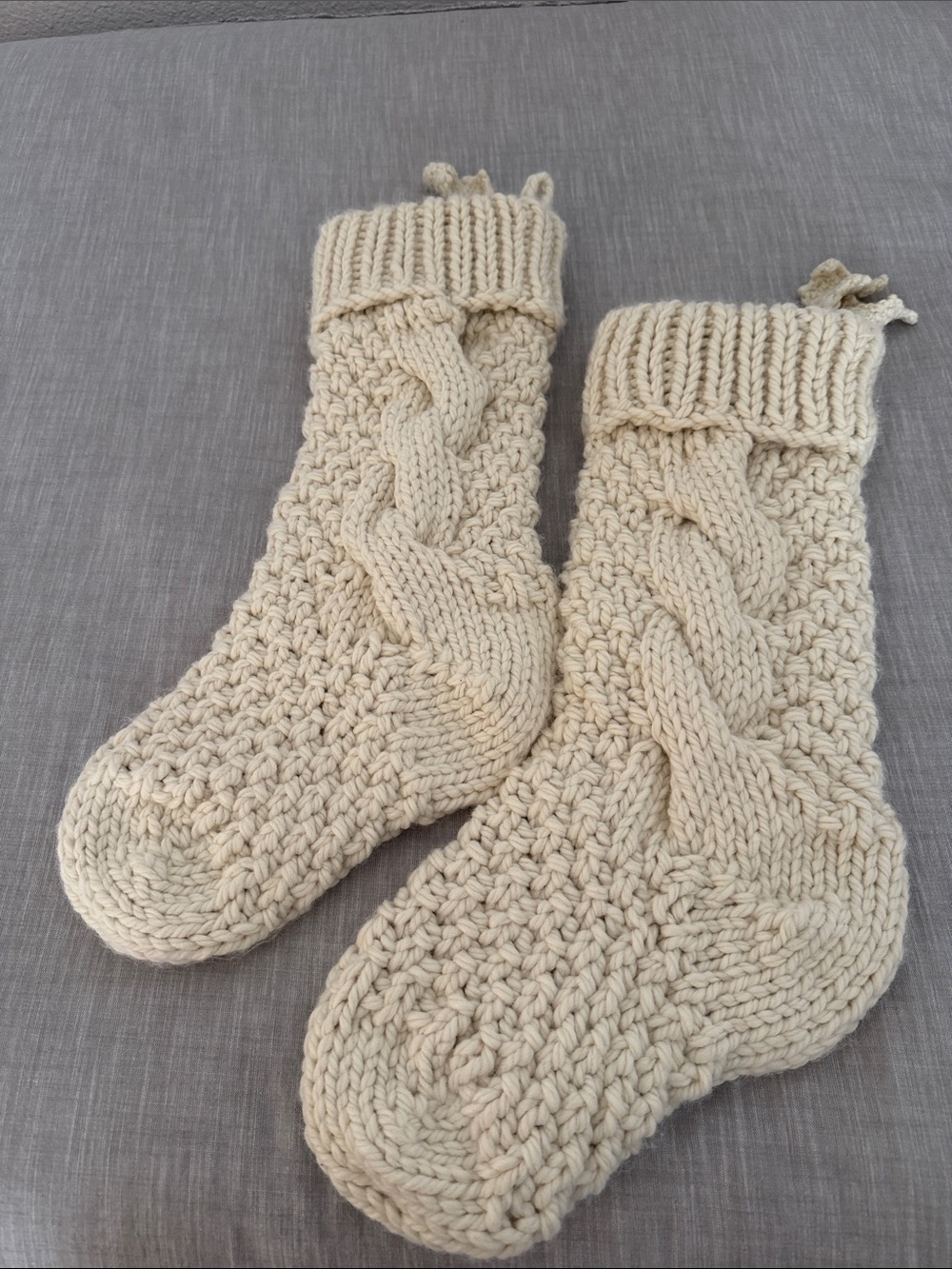 2- stockings Chunky Cable Knit Cream
